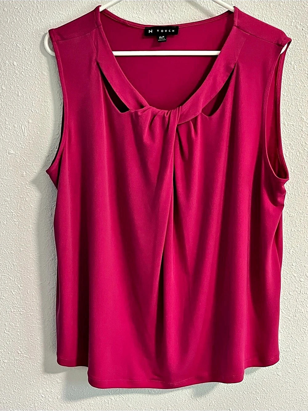 N Touch Sleeveless Tie-Front Look Blouse in Pink XLP